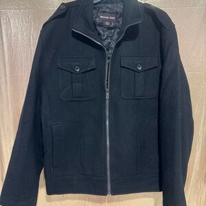 Michael Kors Black Military-Style Zip Front Jacket